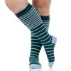 VIM&VIGR - podkolanówki uciskowe II stopnia kompresji - NYLON  - butelkowa zieleń w niebieskie paski